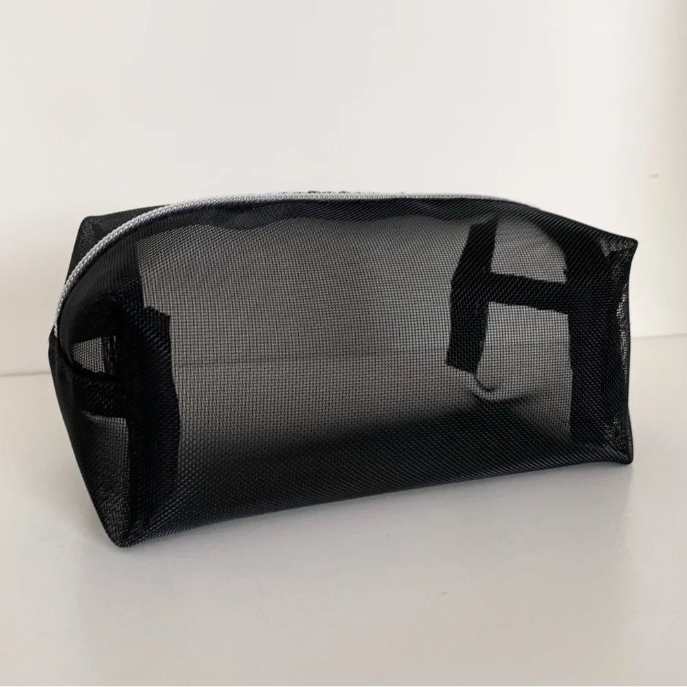 Lancôme black mesh cube zippy pouch